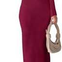 RAISECOM Womens Ribbed Knit Maxi Dresses Long Sleeve V Neck Casual Sweater Dress Bodycon Midi Dress Size Unknown