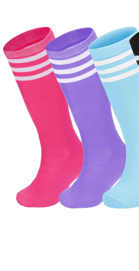 Zando 3 Pairs Kids Soccer Socks Baseball Softball Socks Youth Athletic Socks Boys Girls Knee High Socks