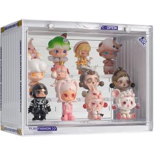 Clear Display Case for Figures, 3 Tier Adjustable Display Stand, Acrylic Display Box with Magnetic Door, Dustproof Showcase for Collectibles Mini Funko Pop Popmart Action Figures (Ivory-1 Pack)