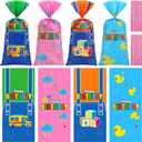 Glenmal 100 Pcs English Teacher Party Gift Bags Cartoon Enlightened Teacher Birthday Party Decorations Cellophane Treat Bags with Twist Ties for Goodie Candy Snack Birthday Classroom Decor Supplies