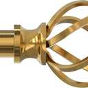 VOIIY Gold Curtain Rod 30-42 Inch, Brushed Brass Decorative Curtain Rods for Windows with Twisted Cage Finials, 3/4" Adjustable Heavy Duty Window Treatment Rods for Living Room, Bedroom, Kitchen