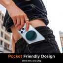 Upgraded Magnetic Phone Grip, Liquid Silicone Soft and Portable, Removable Finger Loop Ring Grip Holder for iPhone, Strong Magnetic Attraction, Compatible with MagSafe Phone Case, Dark Green