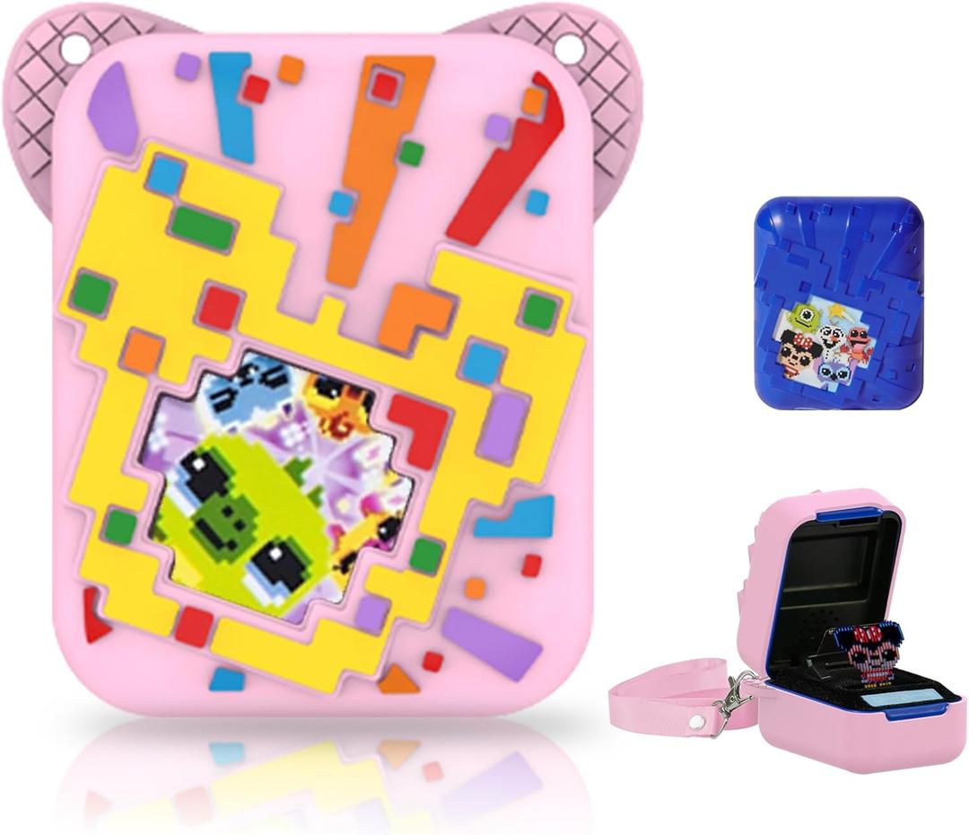 2 x Silicone Cover Case for Bitzee Disney Interactive Toy, Silicone Protective Cover for Bitzee Virtual Electronic Pets, Digital Pet Accessories for Bitzee with Lanyard, Pink (Case Only)