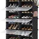 HOMIDEC Shoe Rack, 8 Tier Shoe Storage Cabinet 32 Pair Plastic Shoe Shelves Organizer for Closet Hallway Bedroom Entryway (Black)