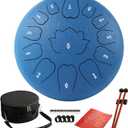 Steel Tongue Drum - 12-Inch 13-Notes Tongue Drum, C Major Outdoor Rain Drum With Tote Bag, Music Book, and Hand-Held Drumsticks (Blue)