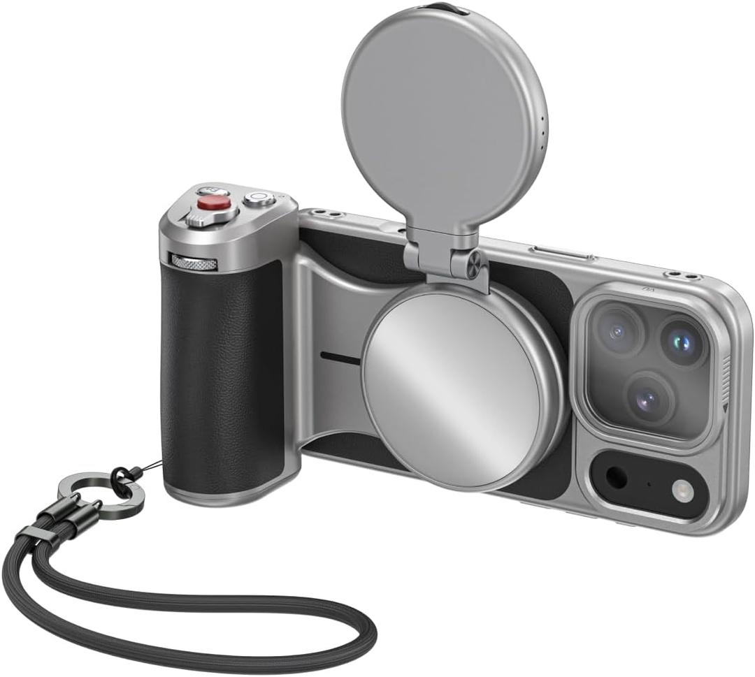 Magnetic Phone Camera Grip, Smartphone Shooting Holder Selfie Handle Snap for iPhone 17Pro Max Set Cellphone Vlog Video Photography