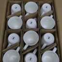 White ceramic coffee mugs, 14OZ porcelain mugs, Set of 6 with handle for hot cocoa, tea, milk, Cappuccino, Bone China