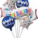 Birthday Decoration Set Colorful Happy Birthday Banner Balloon,Star and Circle Mylar Foil Balloon for Birthday Decorations and Party Supplies 5PCS