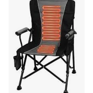 Heated Camping Chair with 3-Zone Heating & Massage - 20000mAh 12V Battery, 3 Heat Levels, 600lbs Capacity - Portable Folding Chair for Outdoor, Camping, Fishing (Black)