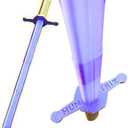 28" Original Collapsible Rumi's Cosplay Sword  Anime Collectible Fantasy Weapon, Cartoon Movie Prop, Halloween & Costume Accessory Kpop Retractable Blade (Purple Gold Handle)