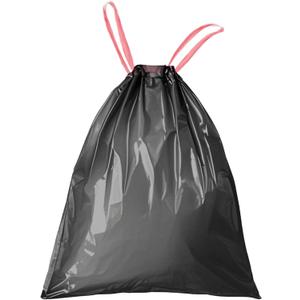 WAIKAS Trash Bags 13 Gallon Drawstring, Pack of 28 Garbage Bag for Kitchen and Home, 63x70cm Size, 12g/pcs, Unscented, Black