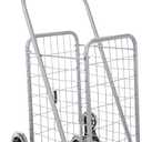 dbest Products Stair Climber Cruiser Cart Sport, Foldable Grocery Cart on Wheels,Multi-Use Collapsible Folding Laundry Basket with Wheels (Silver)