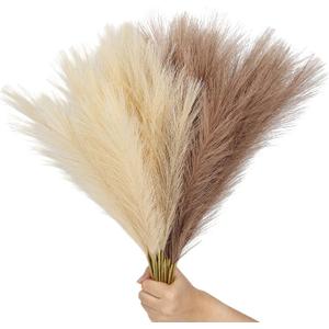 30pcs Pampas Grass Decor,21" Artificial Pompous Grass Bulk,Small Vase Filler Pompas Grass for Home Wedding Living Room Wall Party Decoration (Beige,Light Brown, 21 Inch 30 Pcs)