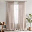 Joywell Oatmeal Linen Curtains 96 Inch Length 2 Panels Set Back Tab Farmhouse Curtains 96 Inches Long Muslin Drop Cloth Semi Sheer Linen Drapes for Bedroom Living Room 52x96
