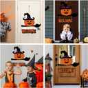 Happy Halloween Door Sign,Trick Or Treat Welcome Halloween Sign Hanging Pumpkin wooden sign Decor for Front Door Wall, Halloween Decorations Door Hanging