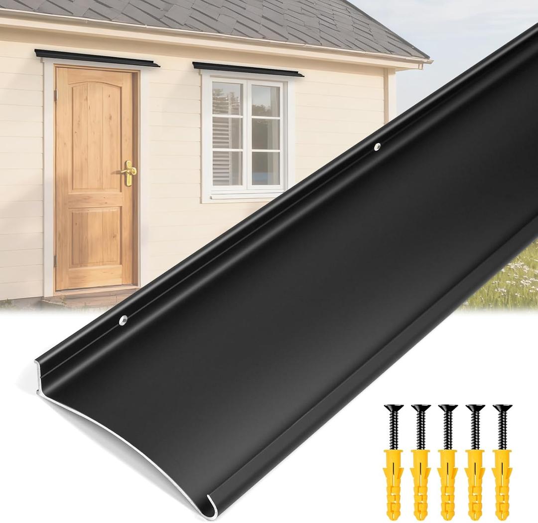 Raytano 4.3" Extra Wide Heavy-Duty Aluminum Door Rain Drip Guard,40" L Rain Deflector for Doors Windows Weather Shield for Home, Commercial Use (Size 40 Length, 4.3 Wide, 0.8Height,Black)