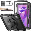SEYMAC stock Case for Lenovo Idea Tab 11'' 2025/ Tab M11 2024/ K11 (TB336FU/TB330FU), Drop-Proof Case for Lenovo 11 inch with 360 Rotate Stand/Strap [Pen Holder] & Screen Protector, Black
