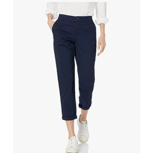 Amazon Essentials Women's Mid-Rise Slim-Fit Stretchy Cropped Tapered Leg Khaki Dress Pants Size15 