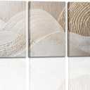 skysoon 3 Panels Neutral Abstract Wall Art, Minimalist Textured Canvas Wrapped Wall Decor, Beige Modern Boho Nordic Artwork for Living Room Bedroom Office 16x24 Inch