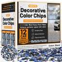 Blend Decorative Color Chips, 3-5MM Epoxy Floor Flakes Chips - Stone Carpet Epoxy Flooring Paint Chips for Garage Floors Walls Interior & Exterior House Painting (Blue, Gray, White, Black, 12.4 Lbs)