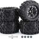RC Station 12mm Hex RC Wheels and Tires 1/10 Scale 2.8 RC Truck Tires Wheels for Traxxas Rustler Stampede Hoss 2wd 4x4 vxl Tires Wheels Arrma Tires Wheels Redcat Volcano Tires Preglued