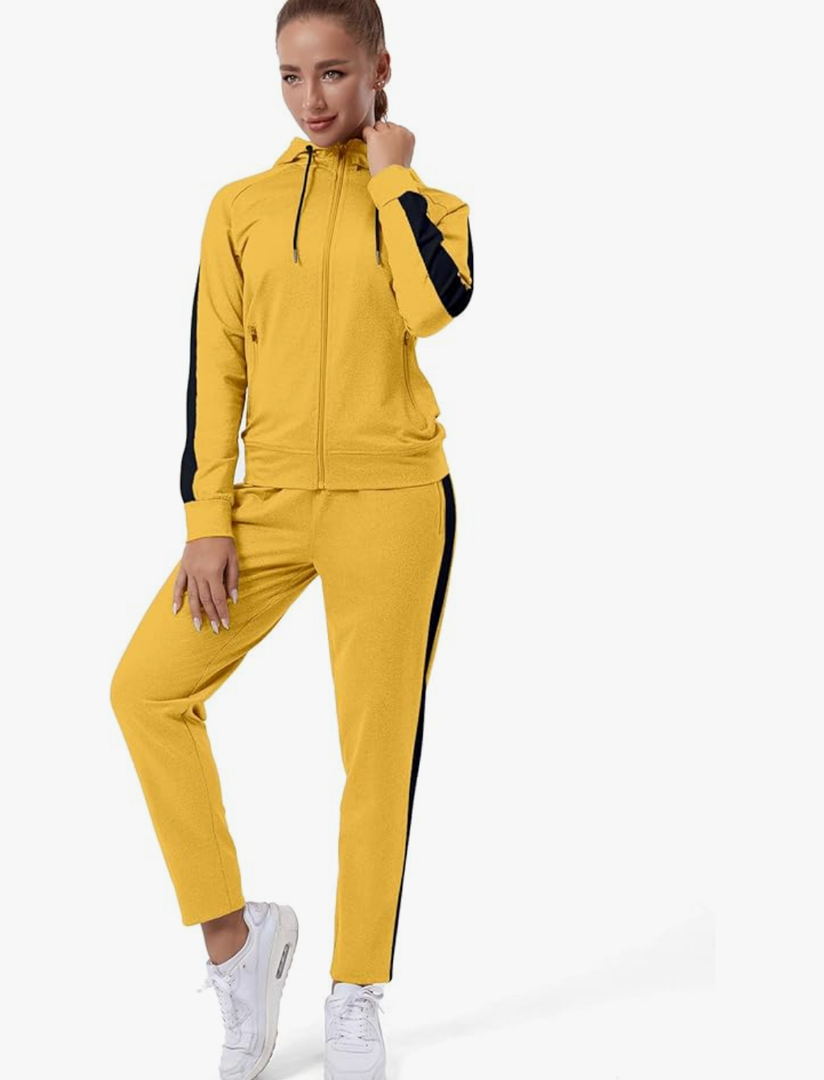TEZO Womens Full Zip-Up Hoodie Tracksuit Set Long Sleeve Casual Jogging Suits Workout Gym 2 Piece Outfits with Pockets XL