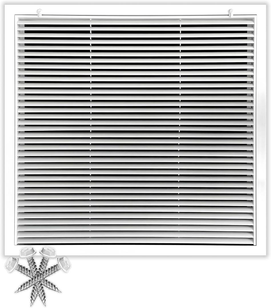 20" X 20" Aluminum Return Filter Grille - Easy Airflow - Linear Bar Grilles [Outer Dimensions: 22.5"w X 22.5"h]