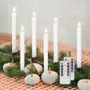 Flameless Taper Candles with Remote, 6 Pack Real Wax LED Battery Operated Candle with Flickering Flame, Safe Home Dcor for Living Room, Bedroom, and Dining Table, Dripping Wax White