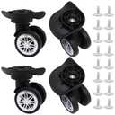 Luggage Wheels Replacement Kit, Suitcase Wheels Replacement with Screws, 360 Rotation Spinner Wheel, Mute Double Row Swivel Wheel for Luggage Suitcase Trolley (Black, 4PCS)