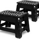 Utopia Home Folding Step Stool - (Pack of 2) Foot Stool with 9 Inch Height - Holds Up to 300 lbs - Lightweight Plastic Foldable Step Stool for Kitchen, Bathroom & Living Room (Black)