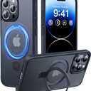 CASEKOO for iPhone 15 Pro Max Case with Magnetic Invisible Stand [Military Drop Protection] [Compatible with MagSafe] Shockproof Slim Translucent Matte Phone Case, 6.7 Inch, Black