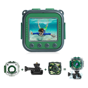 PROGRACE Kids Waterproof Camera - Birthday for 3-12 Year Old Boys 1080P HD Underwater Video Camera for Kids Pool Toys Toddler Digital Cameras with 32GB SD Card Green