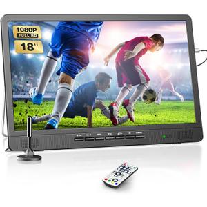 Desobry 18.2" Portable TV with Antenna, 1080P LED TV for Kitchen, Camping