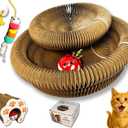 Cat Scratcher for Indoor Cats, Cardboard Cat Scratcher Toy, Large Round Magnetic Scratch Board with Ball Track, Foldable Horizontal Scratching Pad