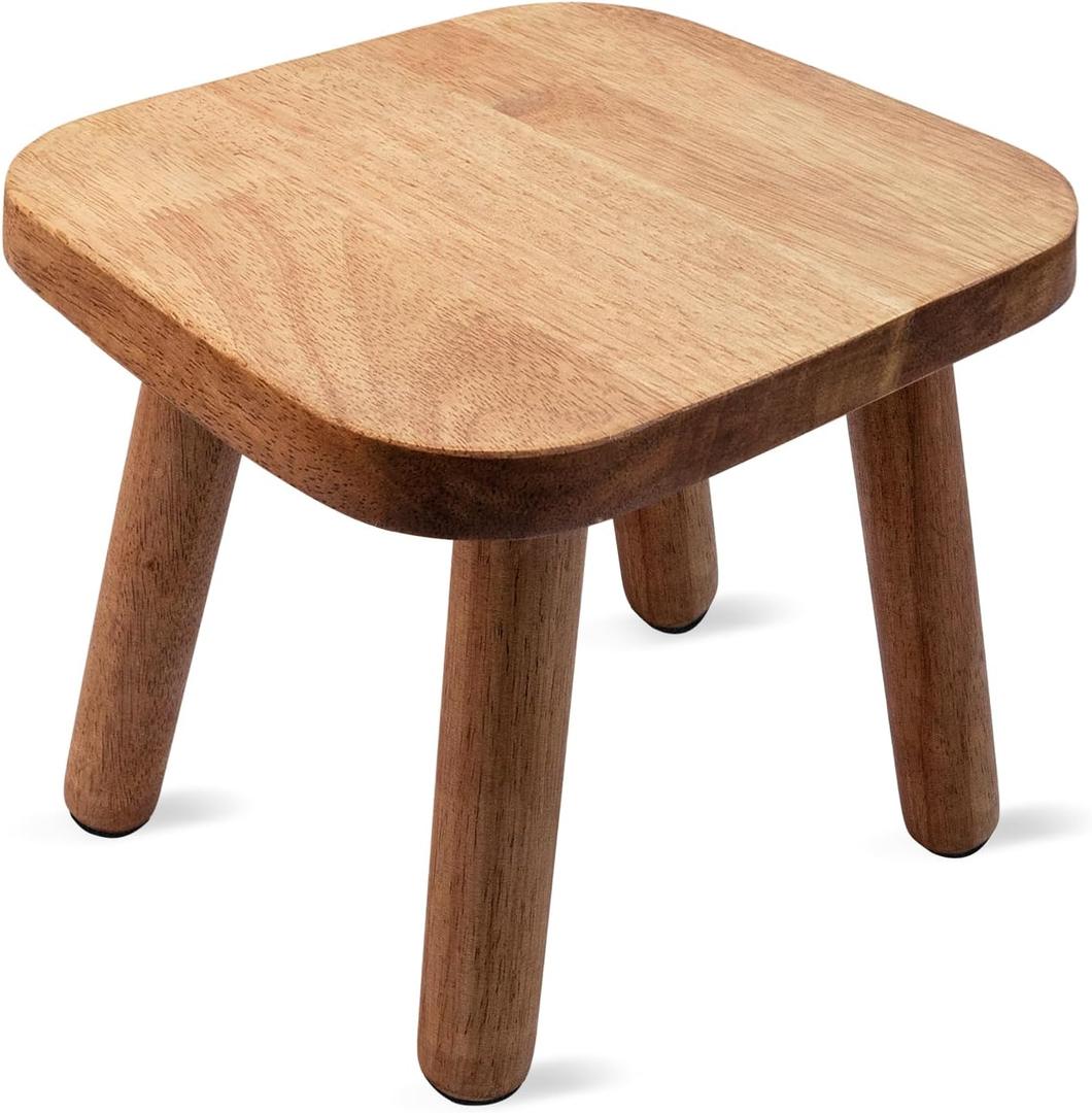 Solid Wooden Step Stool For Adults, Small Wooden Stool With 4 Detachable And Assembled Legs For Kitchen Bathroom Living Room, 9.3 x 9.3 x 9 in