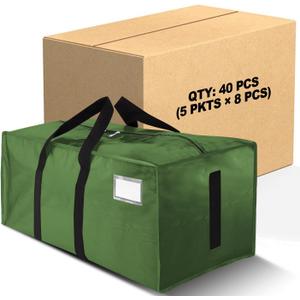 HOMESURE Supports 200lbs Heavy Duty Moving Bags - Strong Zipper & Wrap-Around Handles - Water-Resistant Storage Totes, Durable Alternative to Moving Boxes - 40 Pack - Olive Green, 40 Pack-24gal