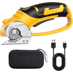 Cordless Electric Fabric Scissors, Cardboard Box Heavy Duty Scissor, Rechargeable Power Rotary Cutter, Leather Sewing Shears, Plastic Packages Carpet Cutter with Storage Bag, 4V, 2000mAh, Type-c
