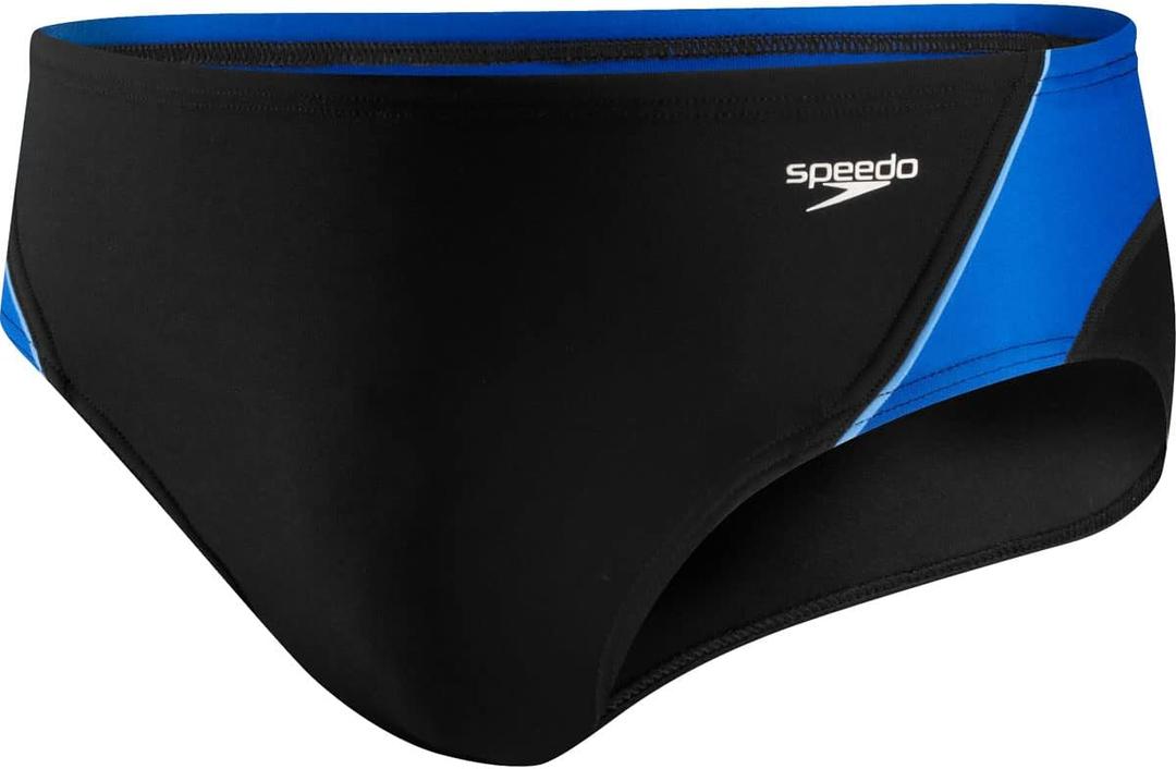 Speedo Men's Swimsuit Brief Endurance+ Splice Team Colors (24, Black/Blue Splice)