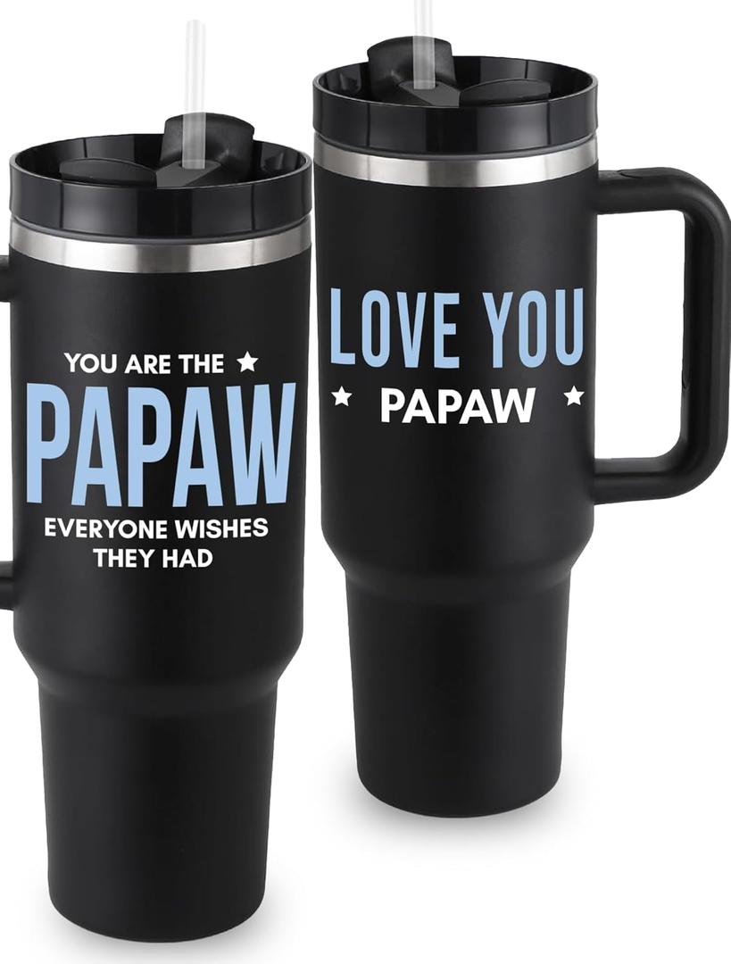 Papaw Tumbler 40oz, Best Pawpaw Gifts From Grandchildren, Papaw Coffee Mug, Unique Gifts From Grandkids, Ideal for Fathers Day, Birthday, Christmas, Gift Ready