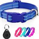 azuza Reflective Dog Collar with Airtag Holder, Soft Neoprene Padded Pet Collar with ID Tag Ring, Adjustable for Large Dogs,Royal Blue,L (Large (Pack of 1))