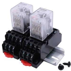 mxuteuk 2pcs HH54P DC 12V Coil 14 Pin 3A 4PDT LED Indicator Electromagnetic Power Relay, with Base, with DIN Rail Slotted Aluminum mxuteuk 2pcs HH54P DC 12V Coil 14 Pin 3A 4PDT LED Indicator Electromagnetic Power Relay, with Base, with DIN Rail Slotted Aluminum