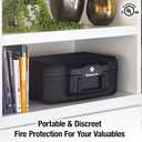 SentrySafe Fireproof Money Safe with Key Lock, Black Lock Box with Portable Carrying Handle for Travel, Exterior: 14.3 in. W x 11.2 in. D x 6.1 in H, 1200