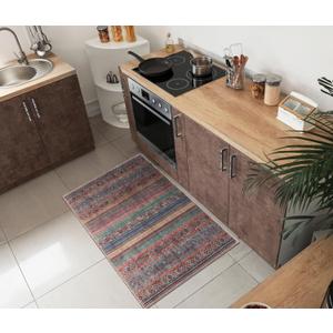 Keen Home Design 2x3 Rug - Machine Washable Entry Rug with Non-Slip Backing, Ideal for Enteryway, Kitchen, Bathroom, Laundry Room - Vintage, Easy Clean, Durable, Low Pile Rug - (2' x 3') (Grey/Multi)