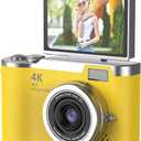 Digital Camera, 1080P HD 48MP Digital Point & Shoot Camera with 2.4 Inch HD Flip Screen, Built in LED Fill Light, 8X Digital Zoom, for Teens Students (Yellow)