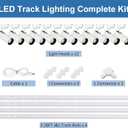 White Super Brightness 4000K Natural Light Dimmable Brightness 25W 2000lm J&L Type LED Track Lighting System with 13 FT Track Rails and Ceiling Spotlight Fixture Installation Package