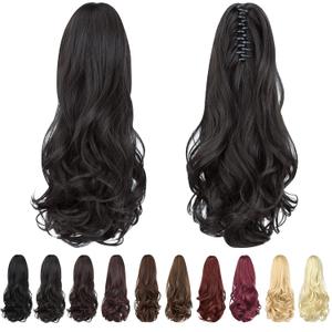 ponytail extension,16" claw clip hair extensions ponytail short curly hair ponytail Extension Natural Looking Synthetic Hairpiece for Women Natural Black