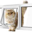 Aluminum Cat Door for Windows - Adjustable to Fit Window Width 28"-32", Quick-Fit Cat Door Window Insert, Magnetic Suction Design, Perfect for Cats (White Tall)