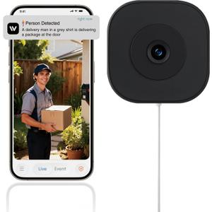 2K Window Camera, 2.4G WiFi, Window Security Camera for Home, Full Color Night Vision, AI Person/Vehicle/Pet Detection, 911 Emergency, US Based Cloud, 24/7 Recording, Easy & Quick Install