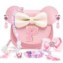OneCocoa Toddler Purse Gifts for Girls, Little Girl Gifts Princess Dress Up Jewelry Mermaid Toys Mini Mouse Ears Birthday Gifts for Girls 3 4 5 6 7 8 Year old (P, Pink)