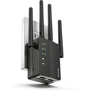 WiFi Extender, Long Range WiFi Repeater, WiFi Range Extender, Covers Up to 12880 Sq.ft, Easy Set Up for Home, WiFi Extender Signal Booster, Dual Band Wireless Booster